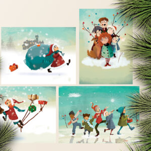 Kerstkaarten 4 stuk